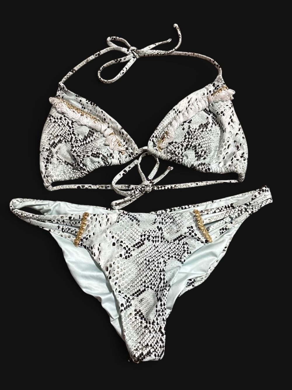 Y2K mint snakeskin triangle bikini set